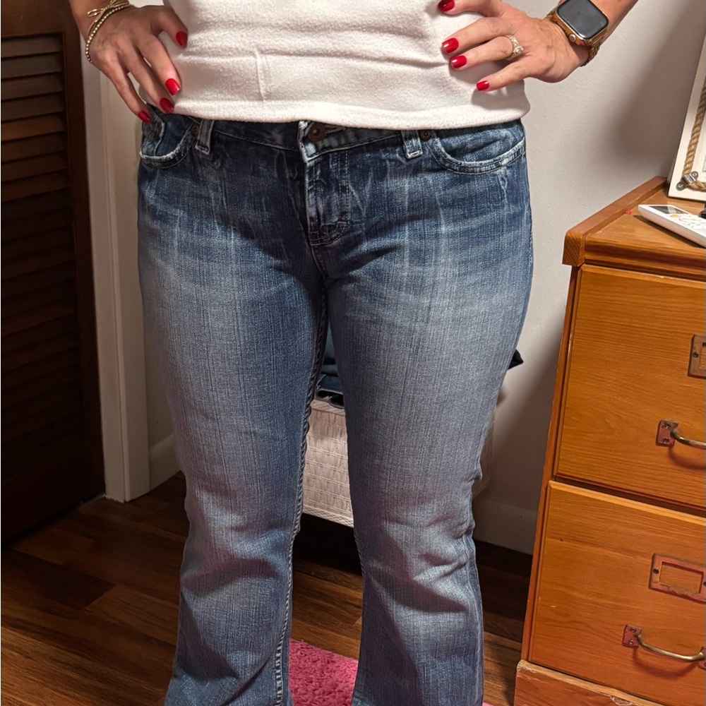 Buckle Dark Blue Flare Jeans